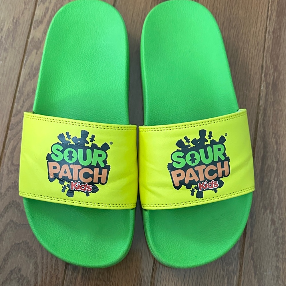 Green and Yellow Slide Sandals